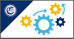 CCC logo and four gears with two arrows indicating movement