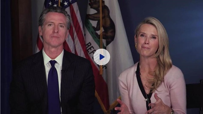 California Gov. Newsom and First lady giving a graduation congratulations message to students