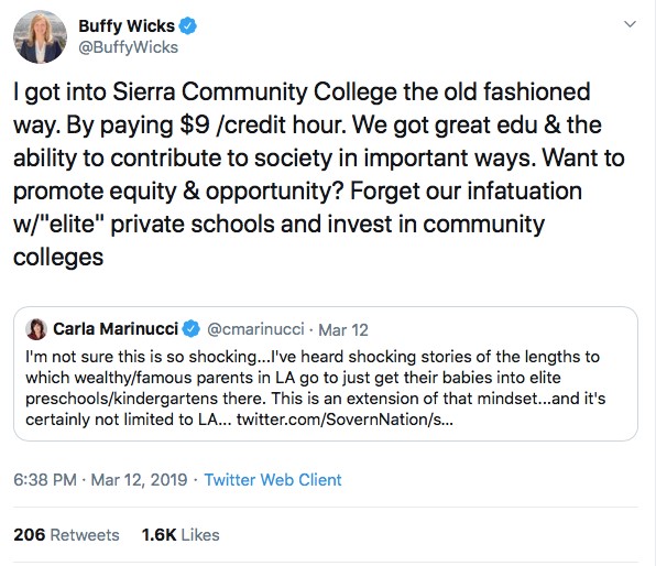 This image shows a Twitter post from Assemblymember Buffy Wicks