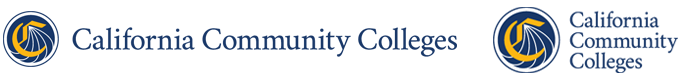 horizontal version of the California Community Colleges logo and vertical version of the California Community Colleges logo